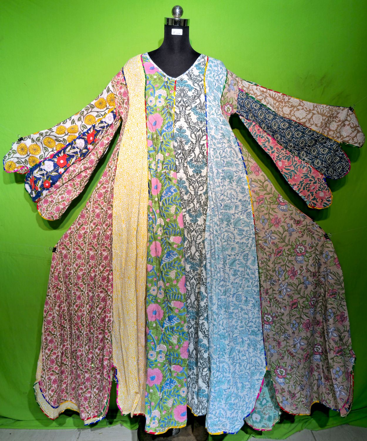 L-XL Crystal Multi Meher Dress 100% Cotton 57&quot; Inches Long Jalabiya