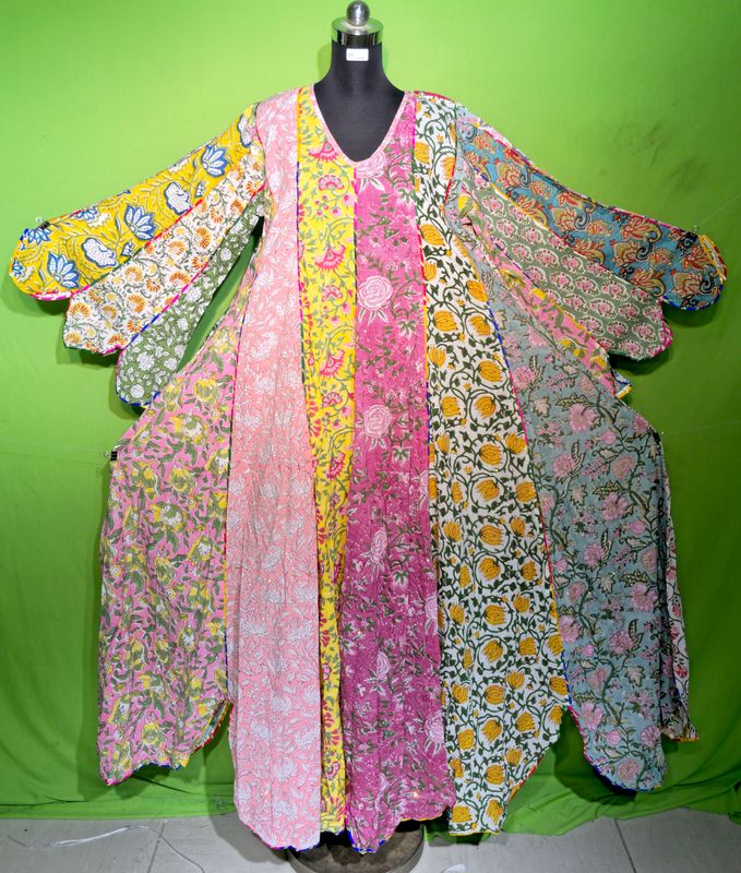 L-XL Crystal Multi Meher Dress 100% Cotton 57&quot; Inches Long Jalabiya