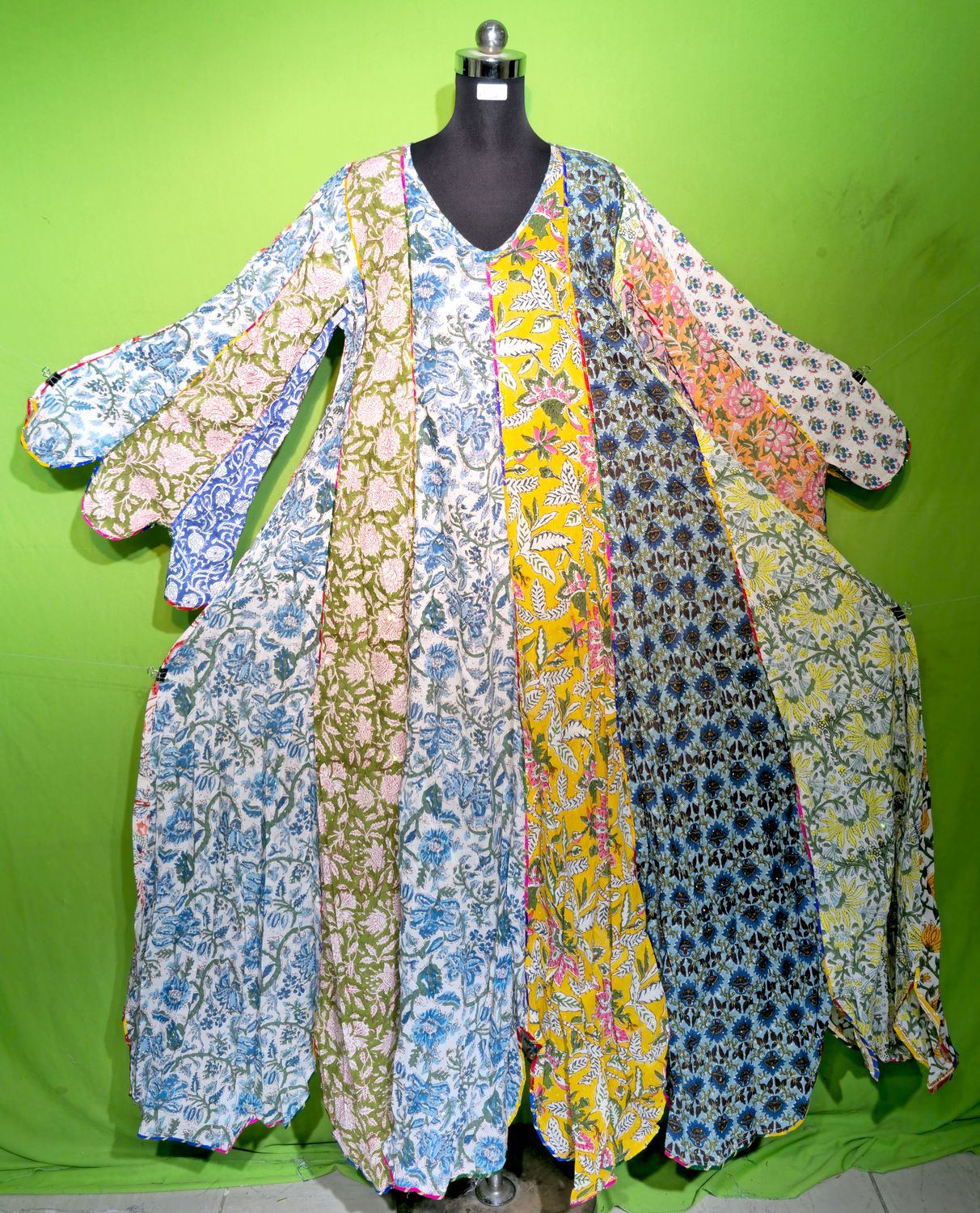 L-XL Crystal Multi Meher Dress 100% Cotton 57&quot; Inches Long Jalabiya