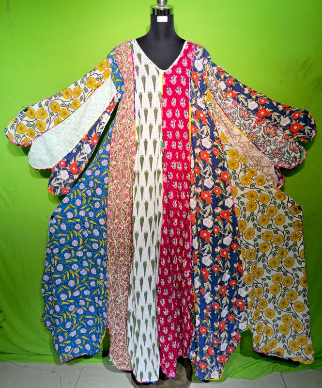 L-XL Crystal Multi Meher Dress 100% Cotton 57&quot; Inches Long Jalabiya