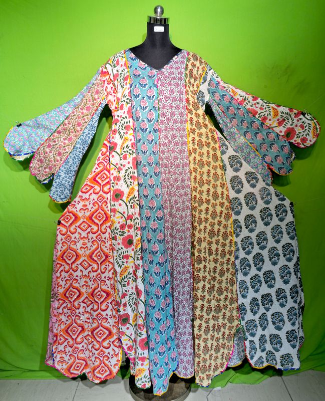 L-XL Crystal Multi Meher Dress 100% Cotton 57&quot; Inches Long Jalabiya