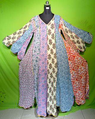 L-XL Crystal Multi Meher Dress 100% Cotton 57&quot; Inches Long Jalabiya