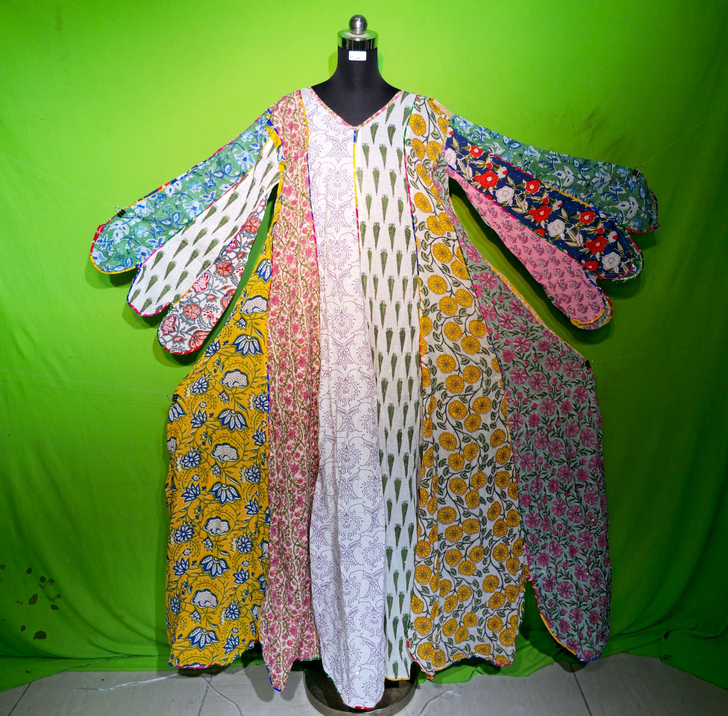 L-XL Crystal Multi Meher Dress 100% Cotton 57&quot; Inches Long Jalabiya