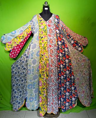 L-XL Crystal Multi Meher Dress 100% Cotton 57&quot; Inches Long Jalabiya