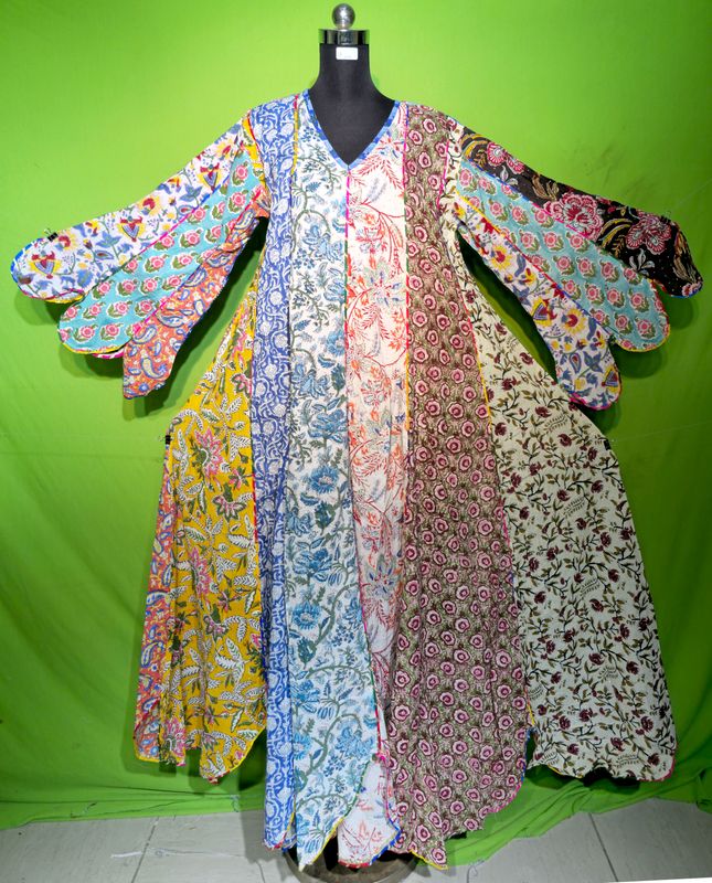 L-XL Crystal Multi Meher Dress 100% Cotton 57&quot; Inches Long Jalabiya