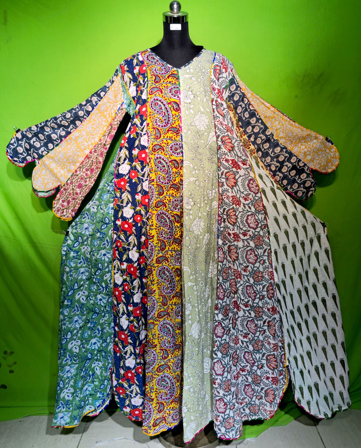 L-XL Crystal Multi Meher Dress 100% Cotton 57&quot; Inches Long Jalabiya