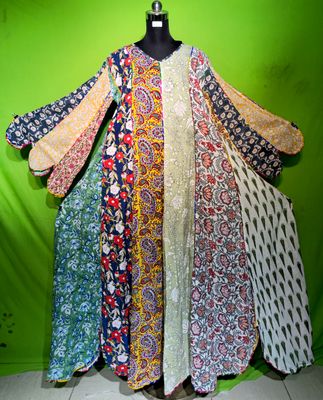 L-XL Crystal Multi Meher Dress 100% Cotton 57&quot; Inches Long Jalabiya