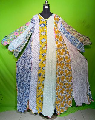 L-XL Crystal Multi Meher Dress 100% Cotton 57&quot; Inches Long Jalabiya
