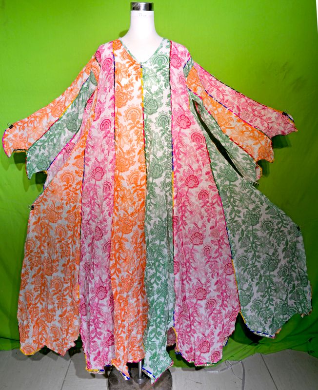 S-M Multi Meher Dress 100% Cotton 57&quot; Inches Long Jalabiya
