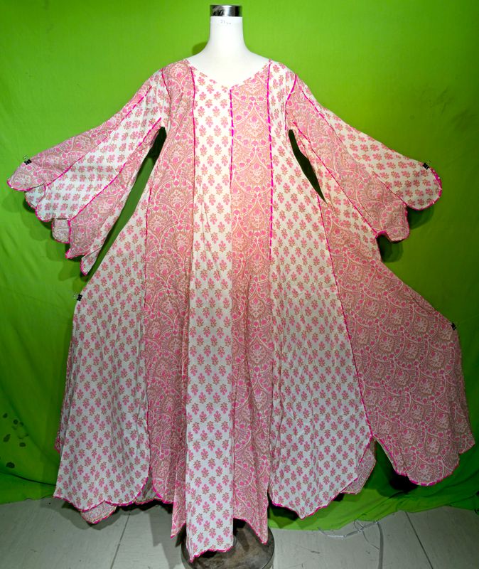 S-M Multi Meher Dress 100% Cotton 57&quot; Inches Long Jalabiya