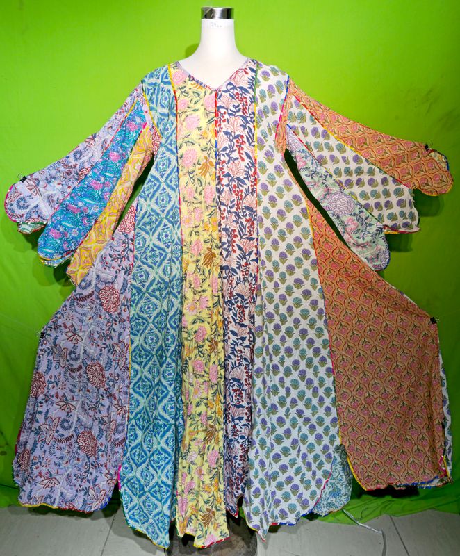 S-M Multi Meher Dress 100% Cotton 57&quot; Inches Long Jalabiya