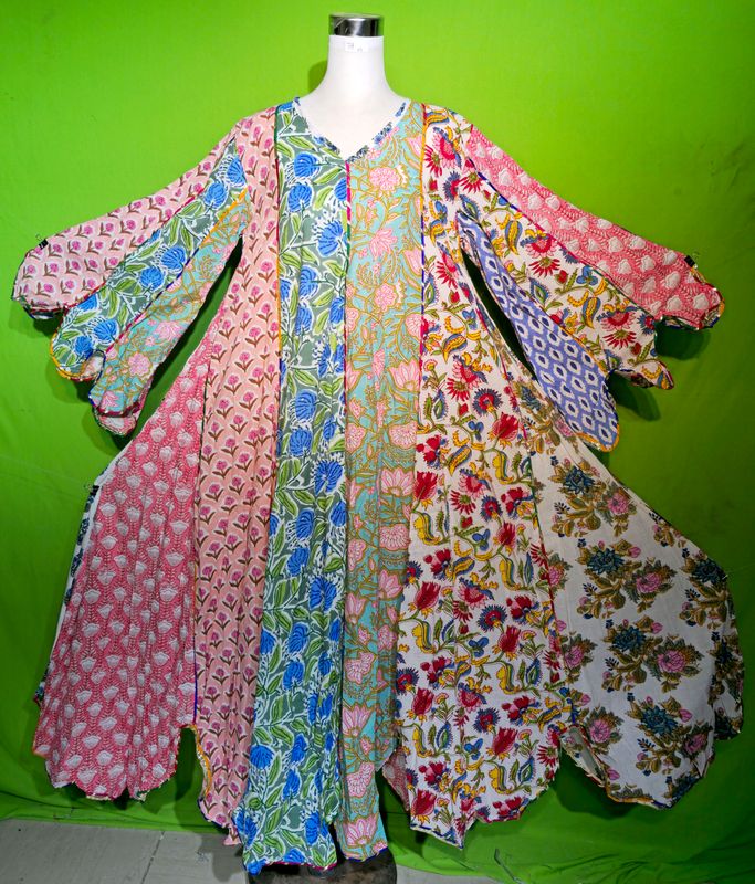 XS Multi Meher Dress 100% Cotton 54&quot; Inches Long Jalabiya