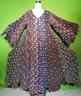 2XL-3XL Multi Black Meher Dress 100% Cotton 57&quot; Inches Long Jalabiya