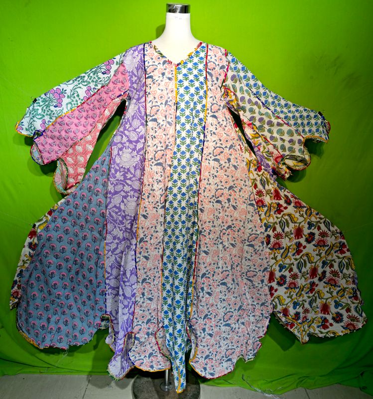 XS Multi Meher Dress 100% Cotton 54&quot; Inches Long Jalabiya