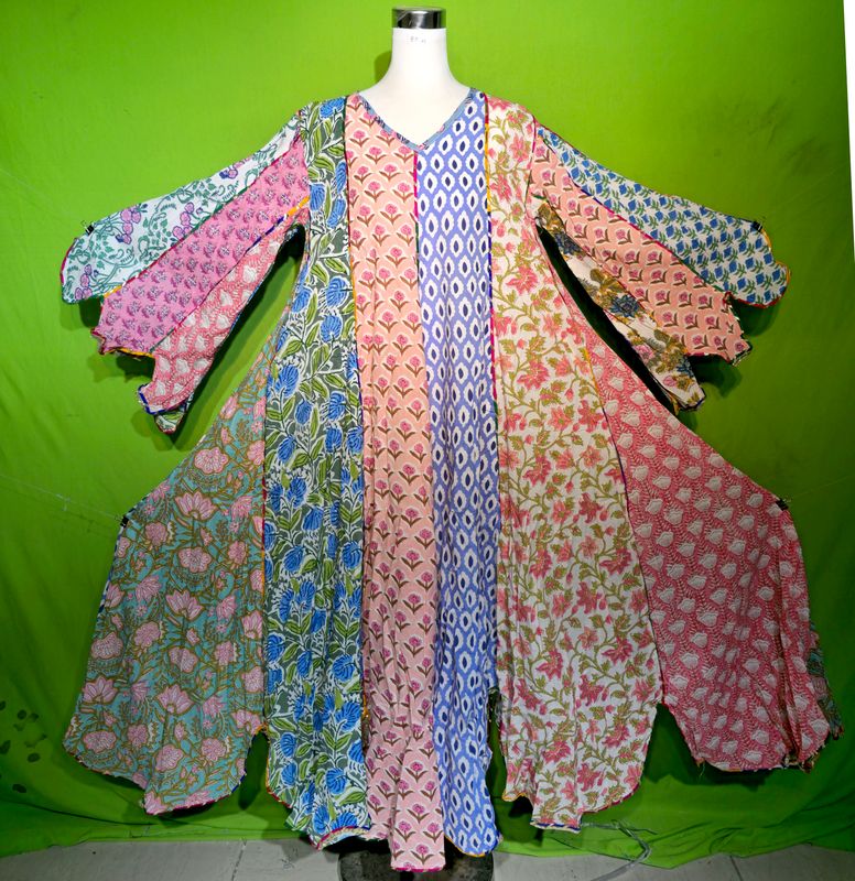 XS Multi Meher Dress 100% Cotton 54&quot; Inches Long Jalabiya