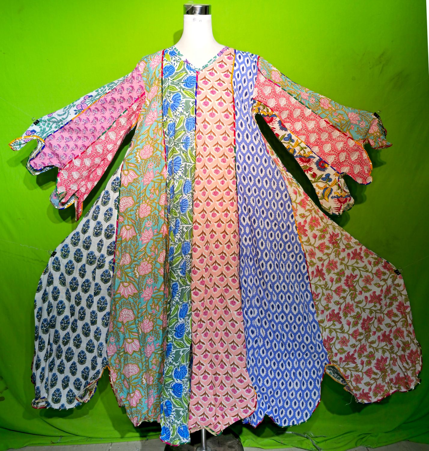 XS Multi Meher Dress 100% Cotton 54&quot; Inches Long Jalabiya