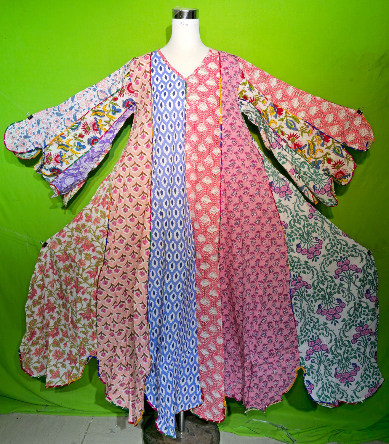 XS Multi Meher Dress 100% Cotton 54&quot; Inches Long Jalabiya