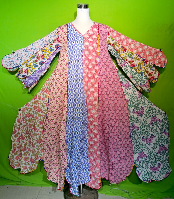 XS Multi Meher Dress 100% Cotton 54&quot; Inches Long Jalabiya