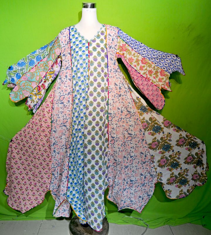 XS Multi Meher Dress 100% Cotton 54&quot; Inches Long Jalabiya