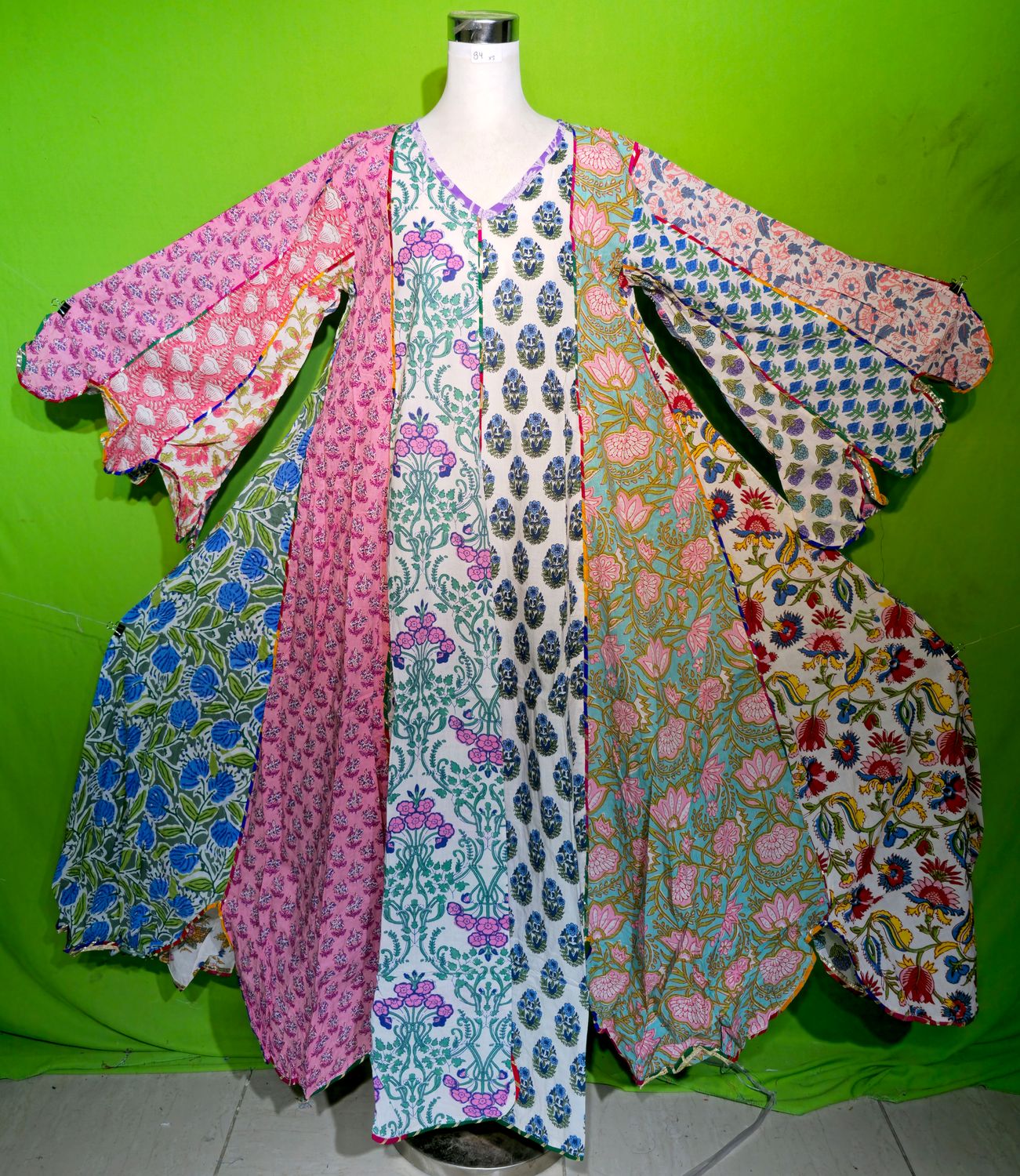 XS Multi Meher Dress 100% Cotton 54&quot; Inches Long Jalabiya