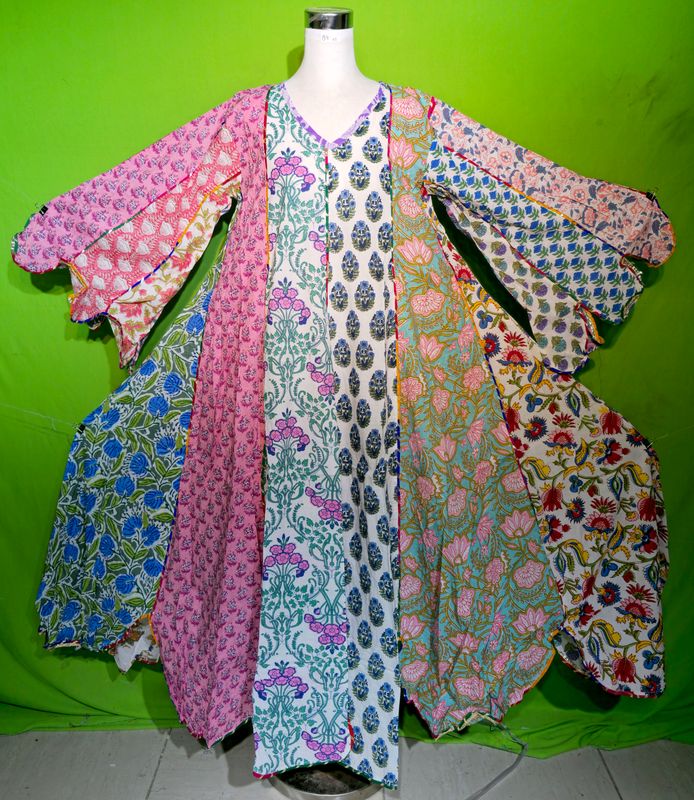 XS Multi Meher Dress 100% Cotton 54&quot; Inches Long Jalabiya
