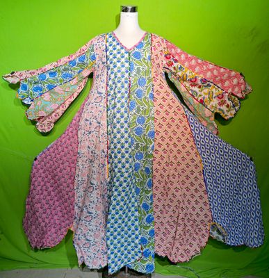 XS Multi Meher Dress 100% Cotton 54&quot; Inches Long Jalabiya