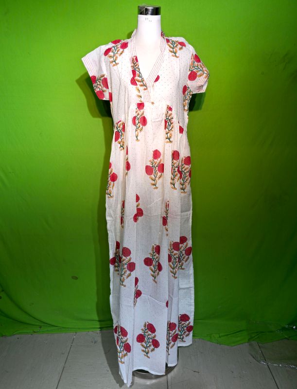L-XL Crystal Amani Dress 100% Cotton 57&quot; Inches Long Jalabiya