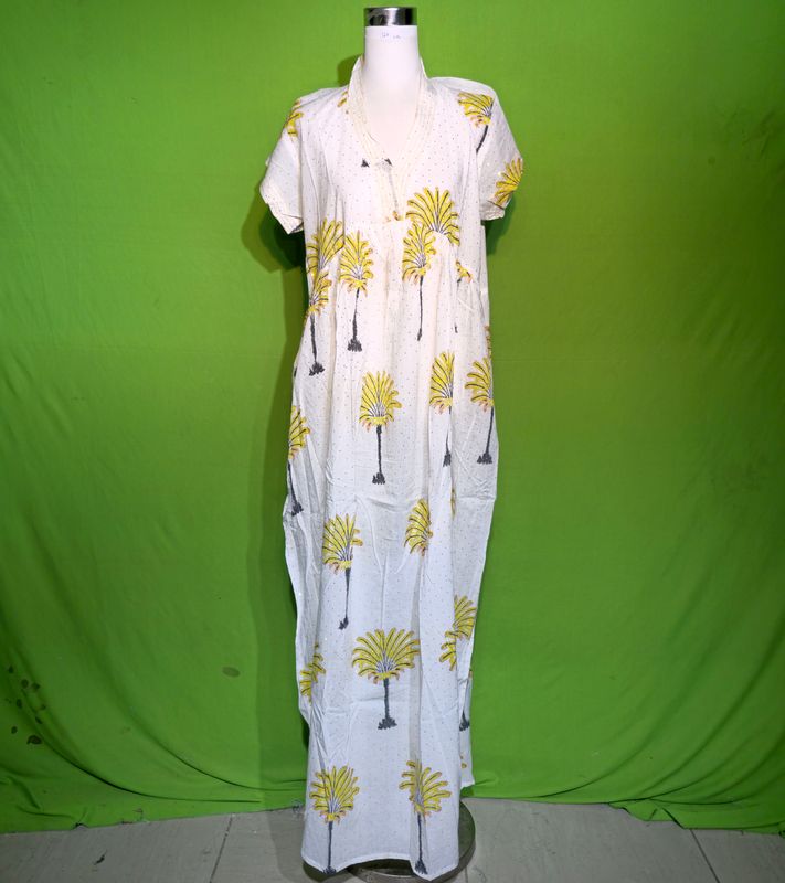 L-XL Crystal Amani Dress 100% Cotton 57&quot; Inches Long Jalabiya