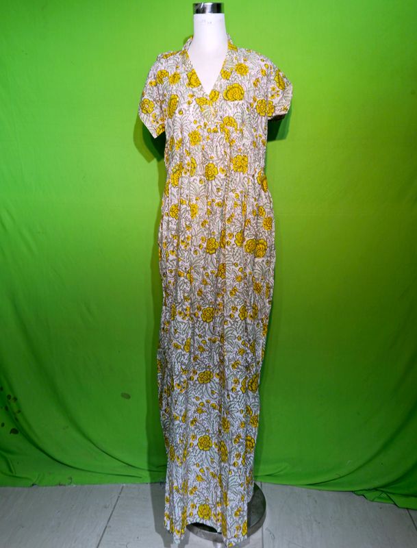 S-M Crystal Amani Dress 100% Cotton 57&quot; Inches Long Jalabiya