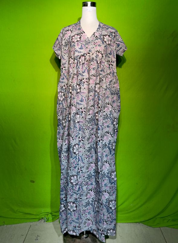 L-XL Crystal Amani Dress 100% Cotton 57&quot; Inches Long Jalabiya