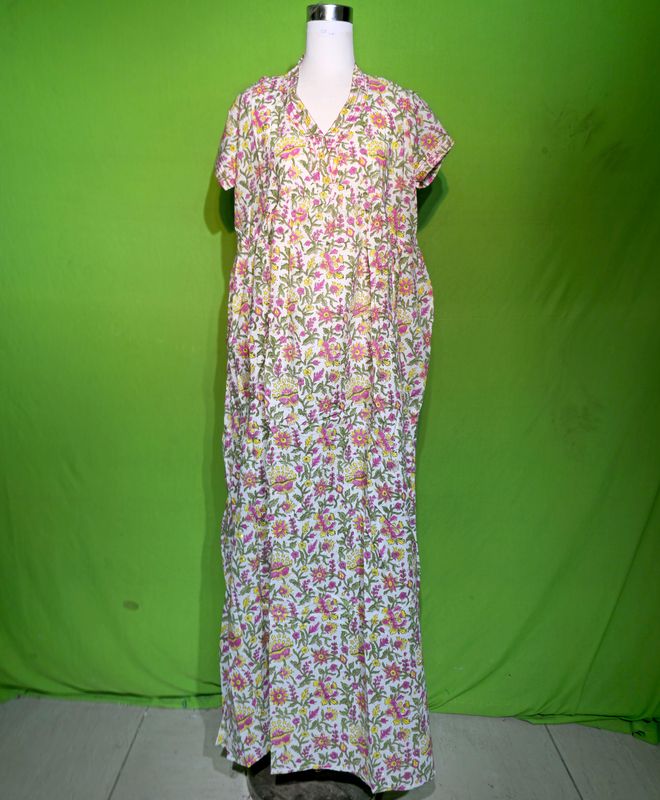 L-XL Crystal Amani Dress 100% Cotton 57&quot; Inches Long Jalabiya