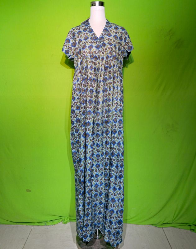 L-XL Crystal Amani Dress 100% Cotton 57&quot; Inches Long Jalabiya