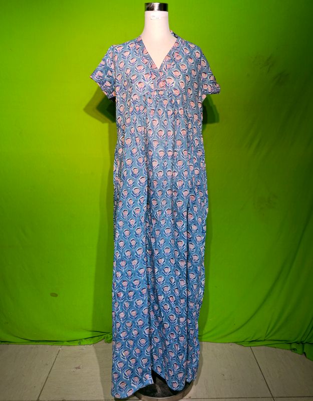 L-XL Crystal Amani Dress 100% Cotton 57&quot; Inches Long Jalabiya