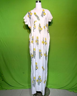 L-XL Crystal Amani Dress 100% Cotton 57&quot; Inches Long Jalabiya