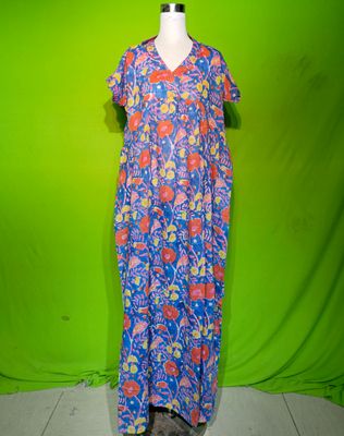 L-XL Crystal Amani Dress 100% Cotton 57&quot; Inches Long Jalabiya