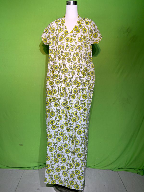 L-XL Crystal Amani Dress 100% Cotton 57&quot; Inches Long Jalabiya