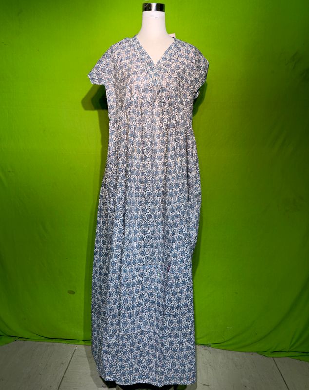 L-XL Crystal Amani Dress 100% Cotton 57&quot; Inches Long Jalabiya