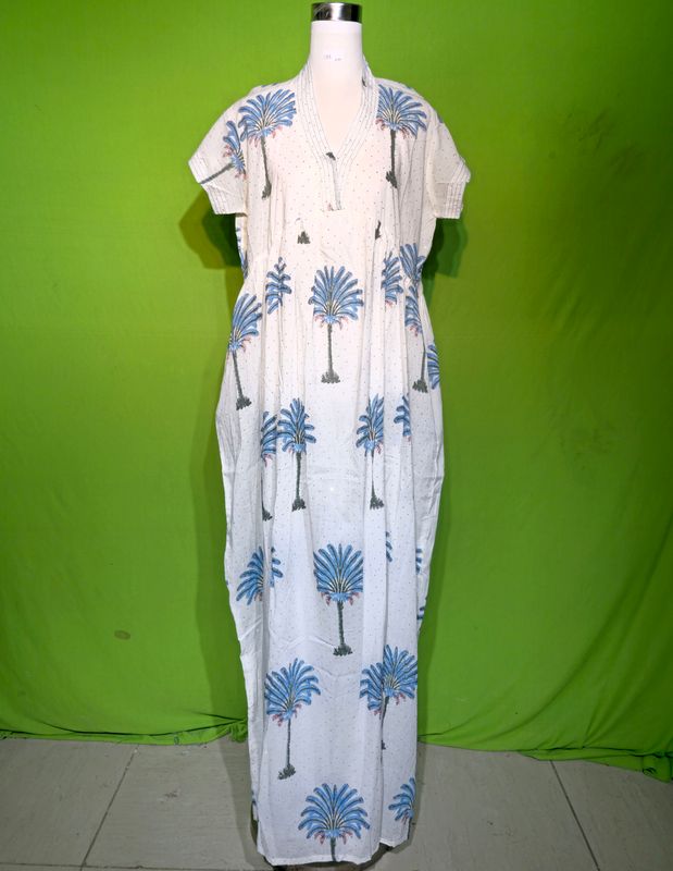 L-XL Crystal Amani Dress 100% Cotton 57&quot; Inches Long Jalabiya