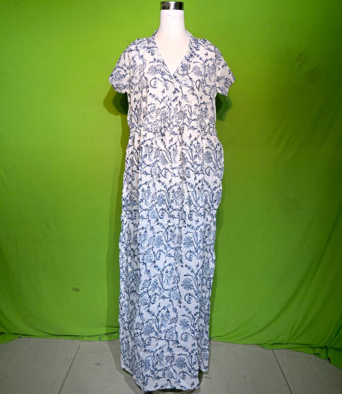 L-XL Crystal Amani Dress 100% Cotton 57&quot; Inches Long Jalabiya