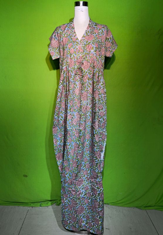 S-M Crystal Amani Dress 100% Cotton 57&quot; Inches Long Jalabiya