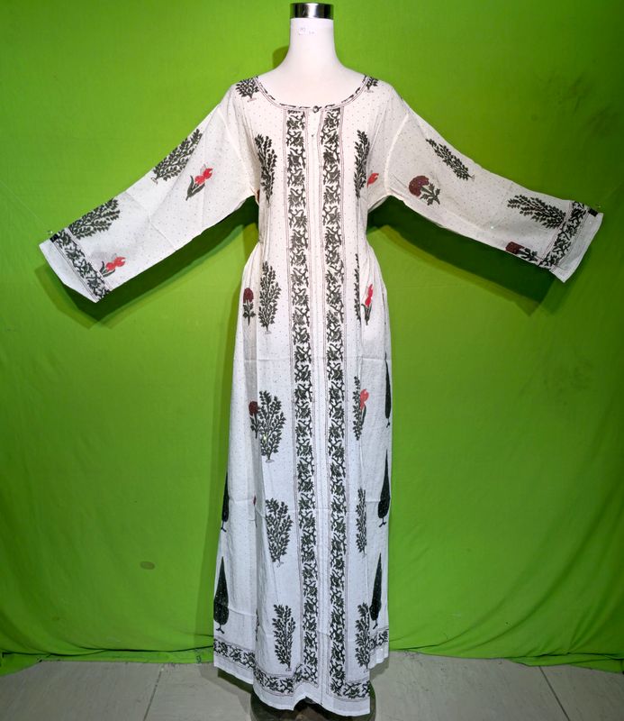 S-M Crystal Bhopali Dress 100% Cotton 57&quot; Inches Long Jalabiya