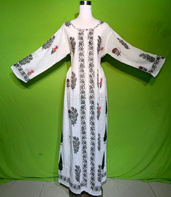 S-M Crystal Bhopali Dress 100% Cotton 57&quot; Inches Long Jalabiya