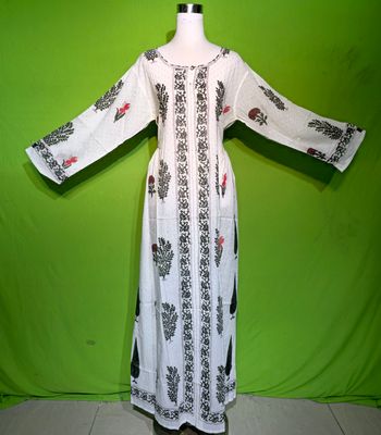 L-XL Crystal Bhopali Dress 100% Cotton 57&quot; Inches Long Jalabiya