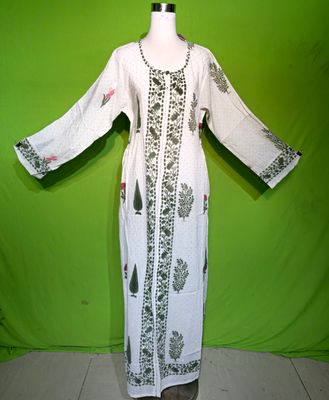 L-XL Crystal Bhopali Dress 100% Cotton 57&quot; Inches Long Jalabiya