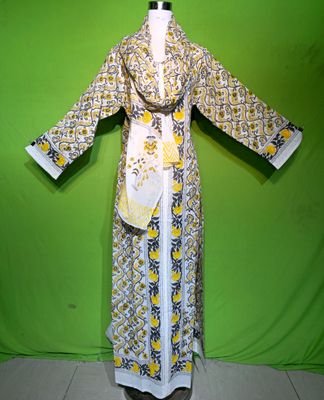 S-M Crystal Bhopali Dress With Sela 100% Cotton 57&quot; Inches Long Jalabiya