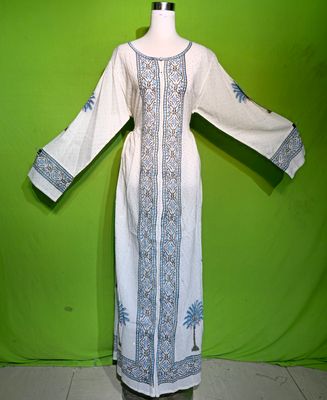 L-XL Crystal Bhopali Dress 100% Cotton 57&quot; Inches Long Jalabiya