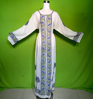 L-XL Crystal Bhopali Dress 100% Cotton 57&quot; Inches Long Jalabiya
