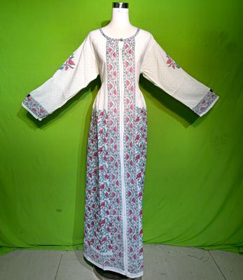 L-XL Crystal Bhopali Dress 100% Cotton 57&quot; Inches Long Jalabiya