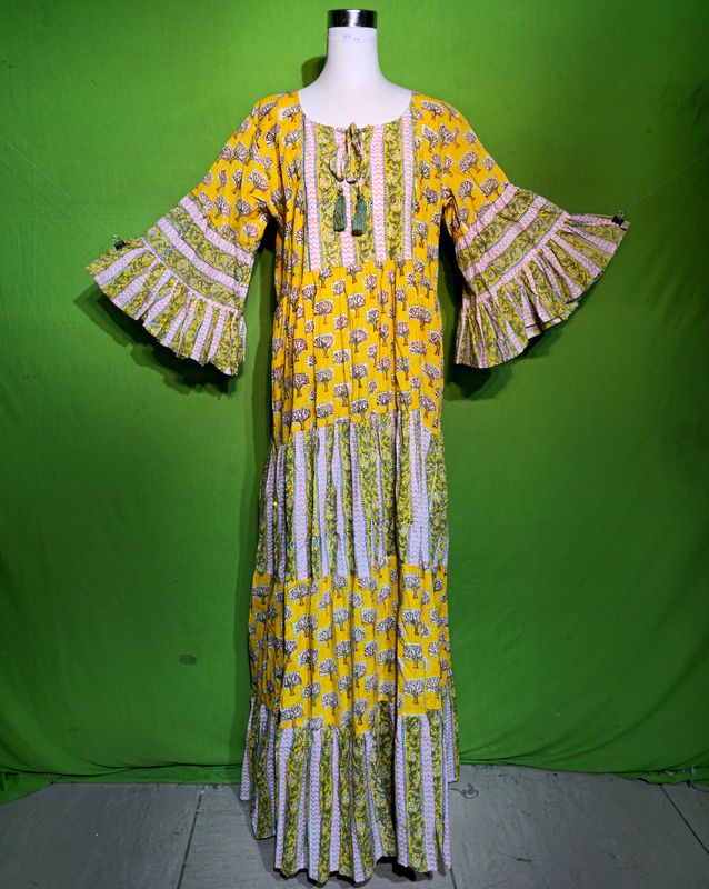 S-M Crystal Gaby Dress 100% Cotton 57&quot; Inches Long Jalabiya