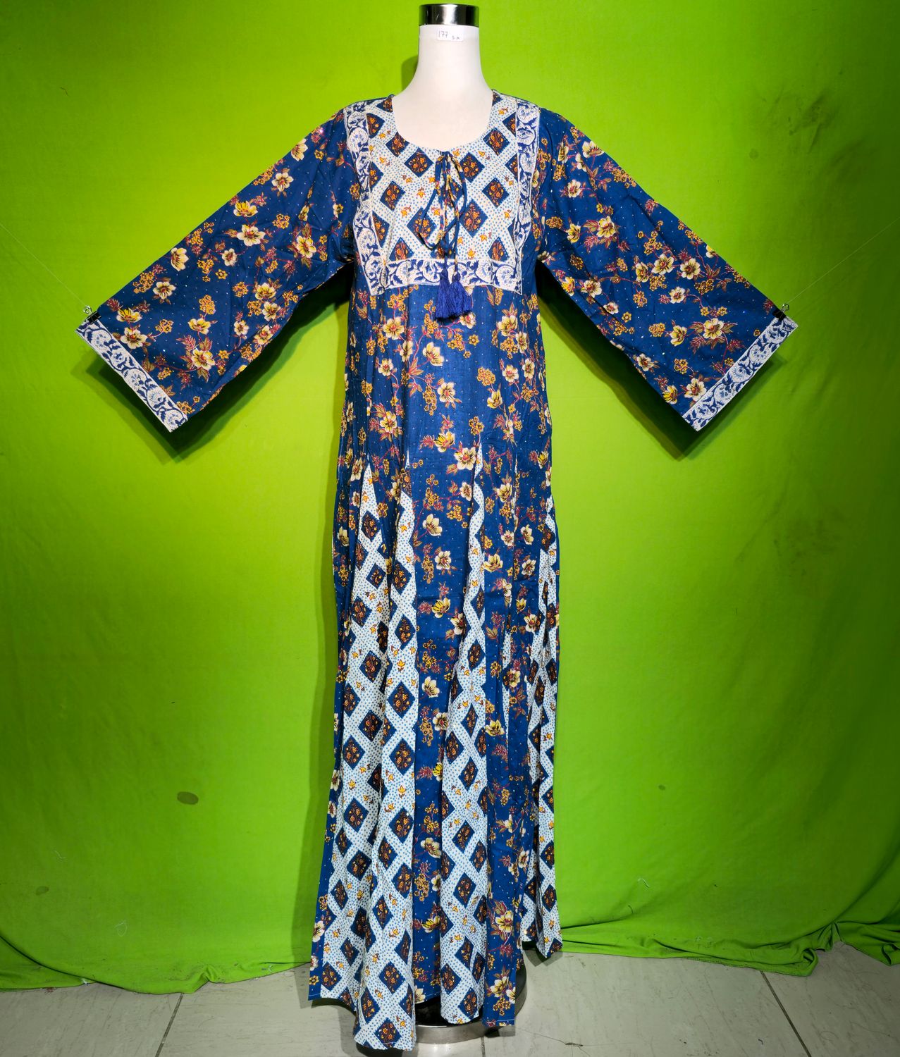 S-M Crystal Anaya Dress 100% Cotton 57&quot; Inches Long Jalabiya